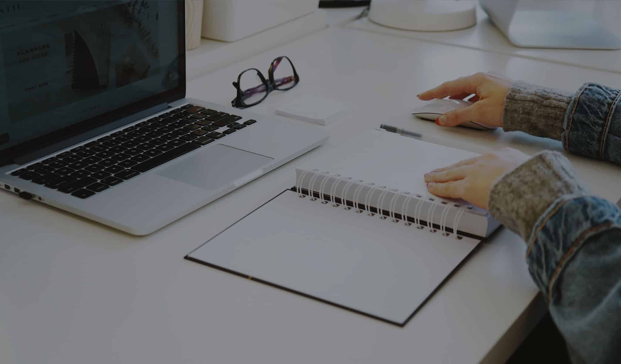 hands on notebook laptop