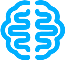 Blue brain logo for Brigit's Thriving Minds ERG
